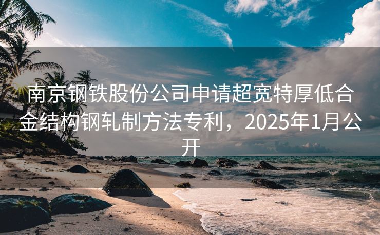 南京钢铁股份公司申请超宽特厚低合金结构钢轧制方法专利，2025年1月公开